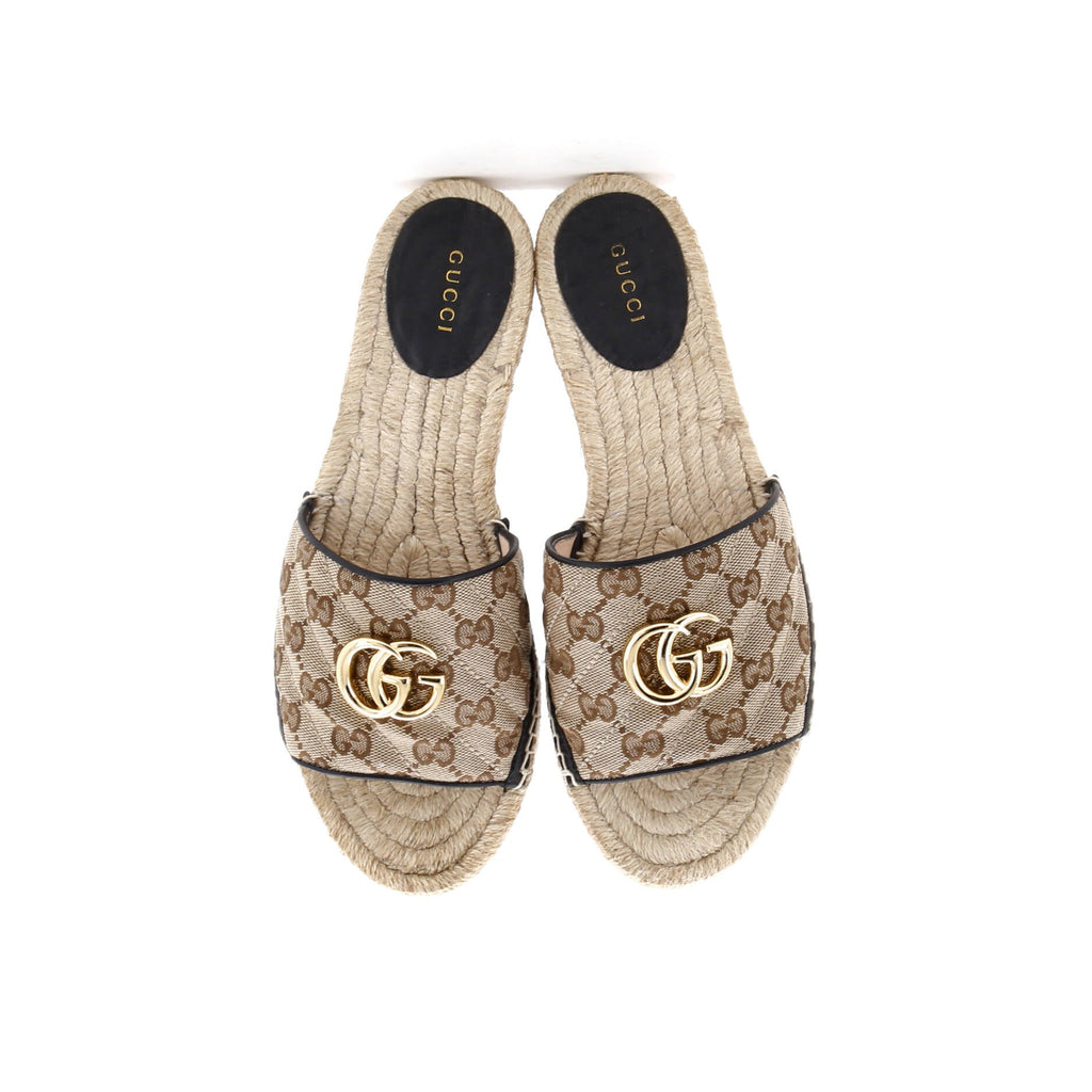 Women's GG Marmont Espadrilles Slide Sandals Diagonal Quilted GG Canvas