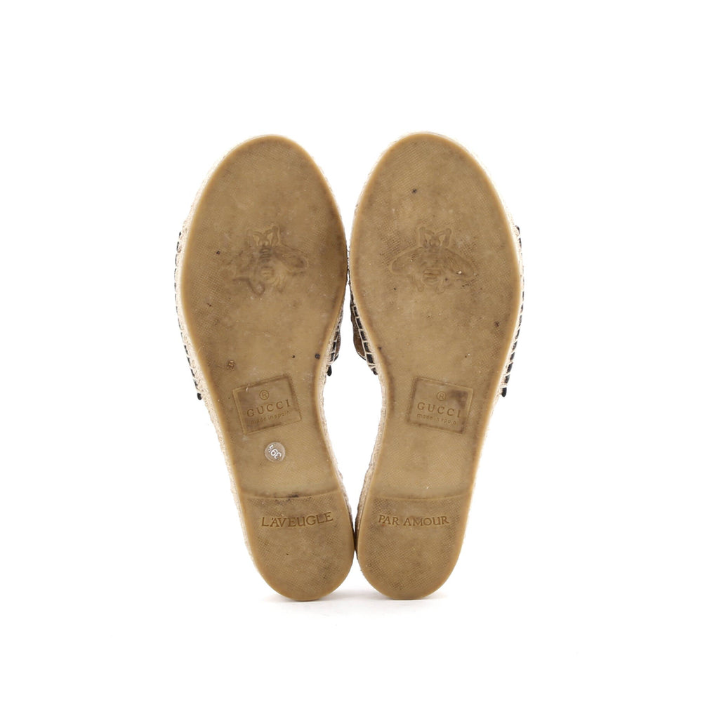Women's GG Marmont Espadrilles Slide Sandals Diagonal Quilted GG Canvas