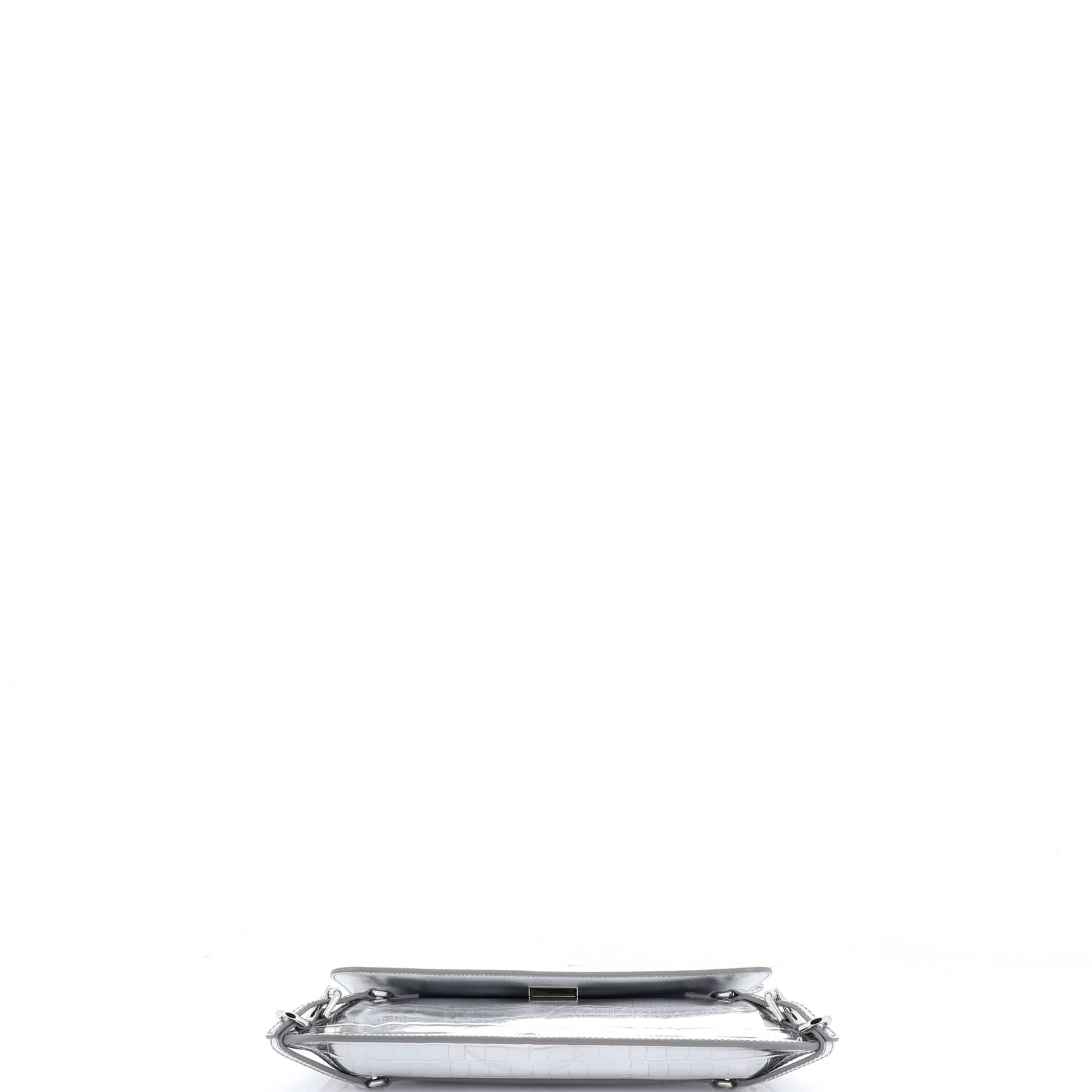 Voyou Strap Clutch Crocodile Embossed Leather East West