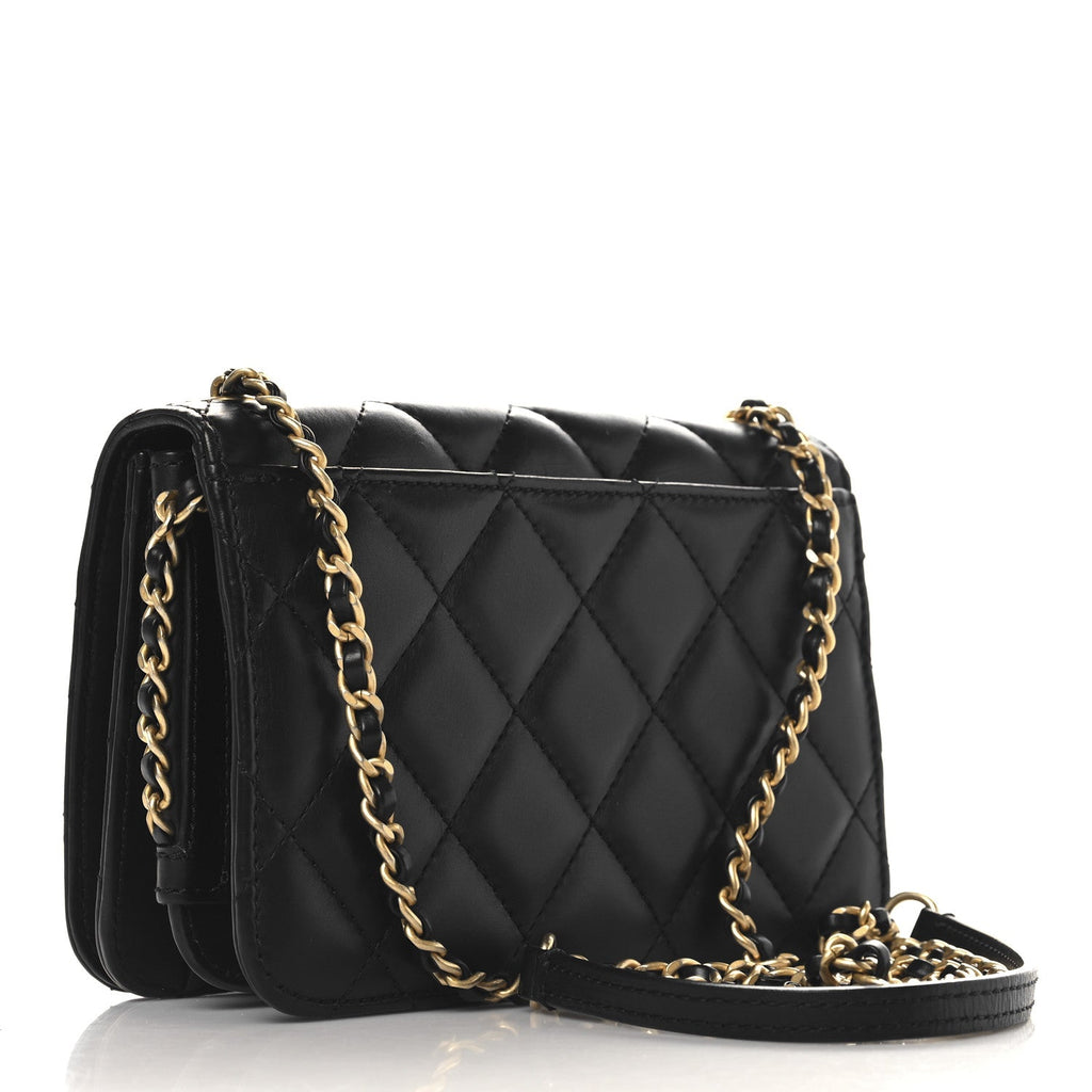 Lambskin Quilted CC Chain Flap Black