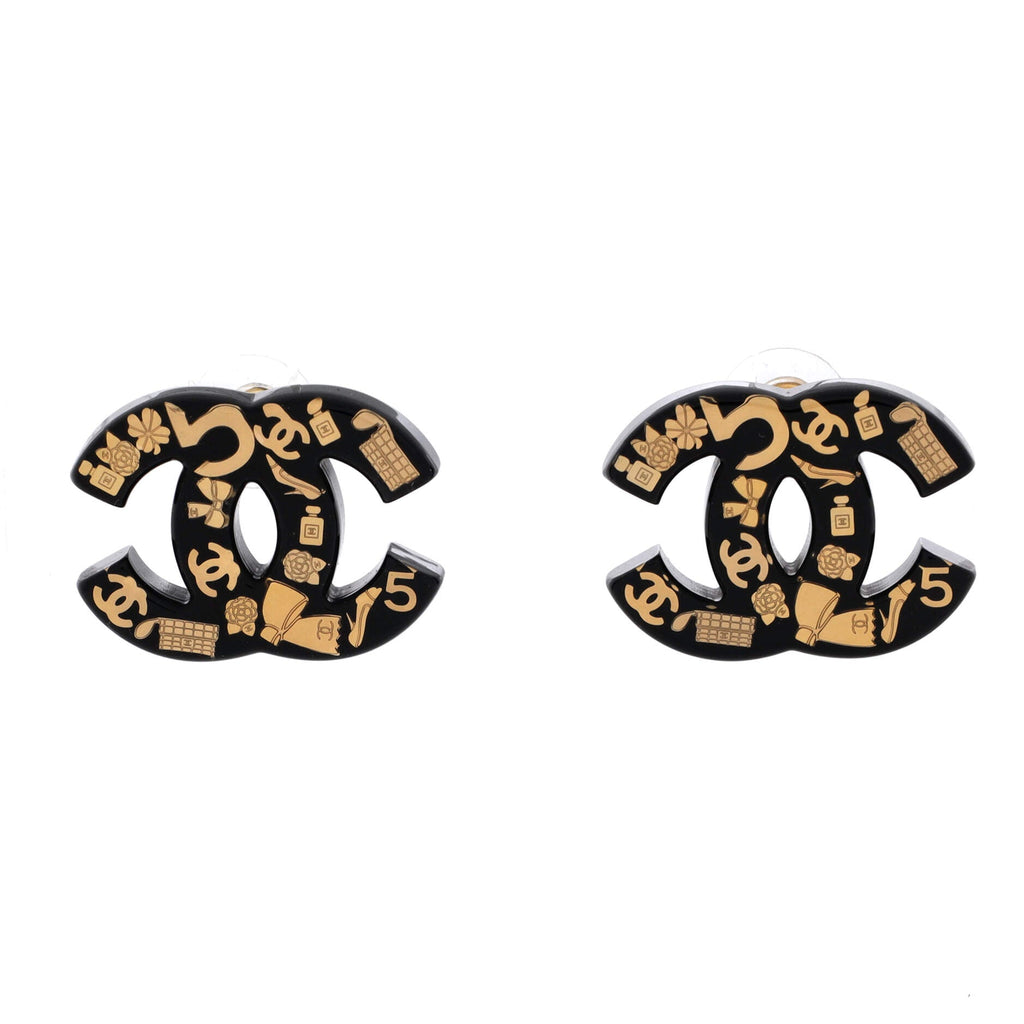 CC No.5 Symbols Stud Earrings Resin with Metal