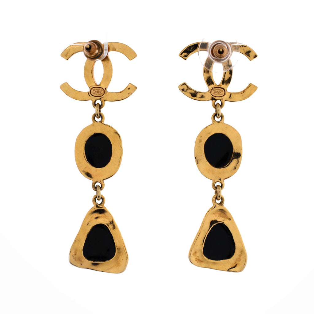 CC Drop Earrings Metal and Resin
