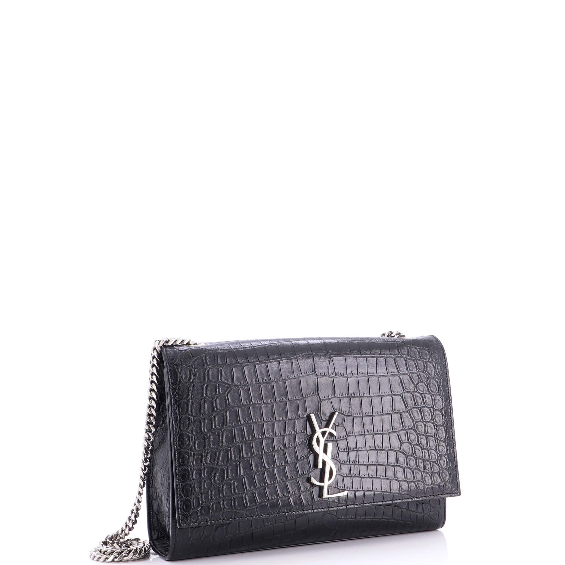 Classic Monogram Crossbody Bag Crocodile Embossed Leather Large