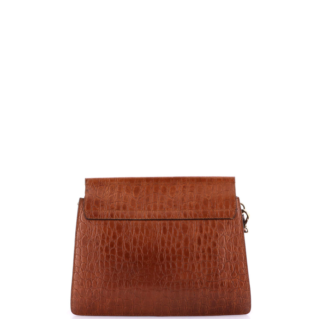 Faye Shoulder Bag Crocodile Embossed Leather Medium