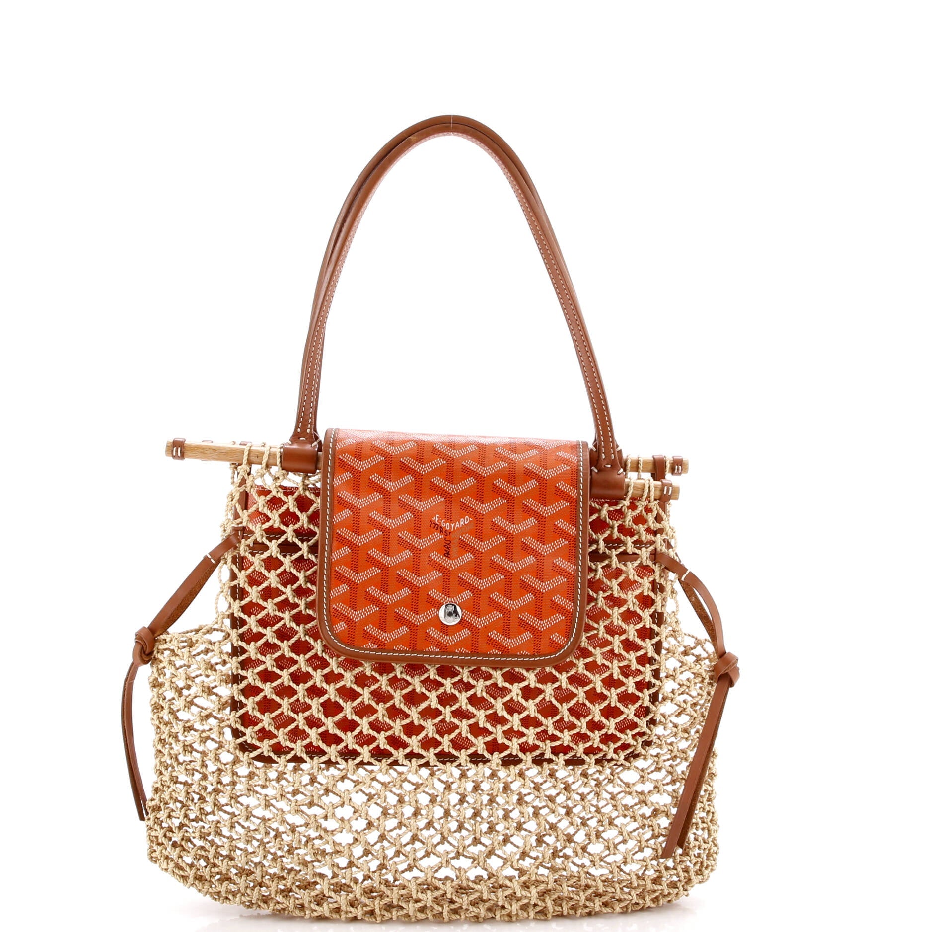 Aligre Bag Raffia Net with Coated Canvas