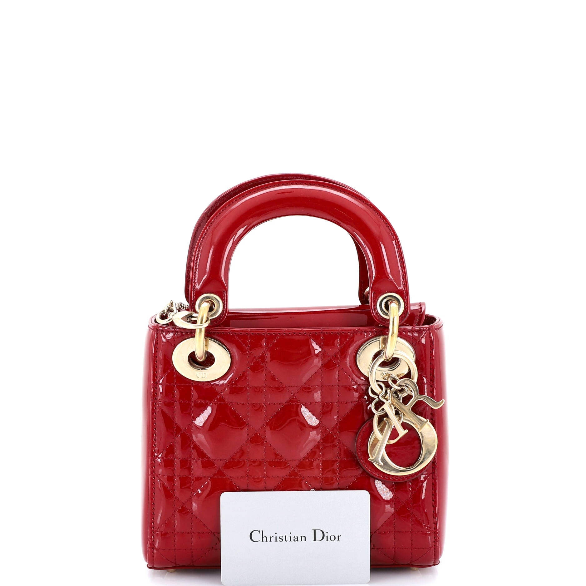 Lady Dior Chain Bag Cannage Quilt Patent Mini