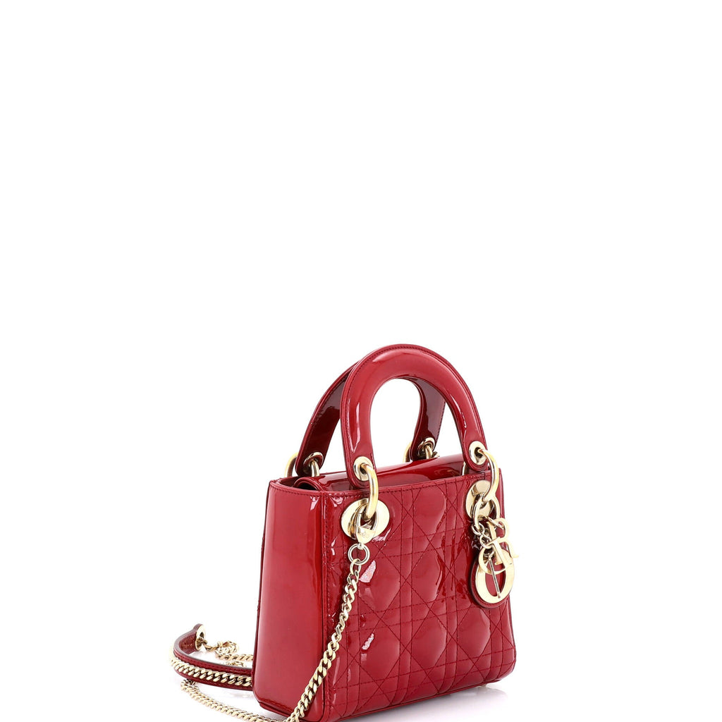 Lady Dior Chain Bag Cannage Quilt Patent Mini