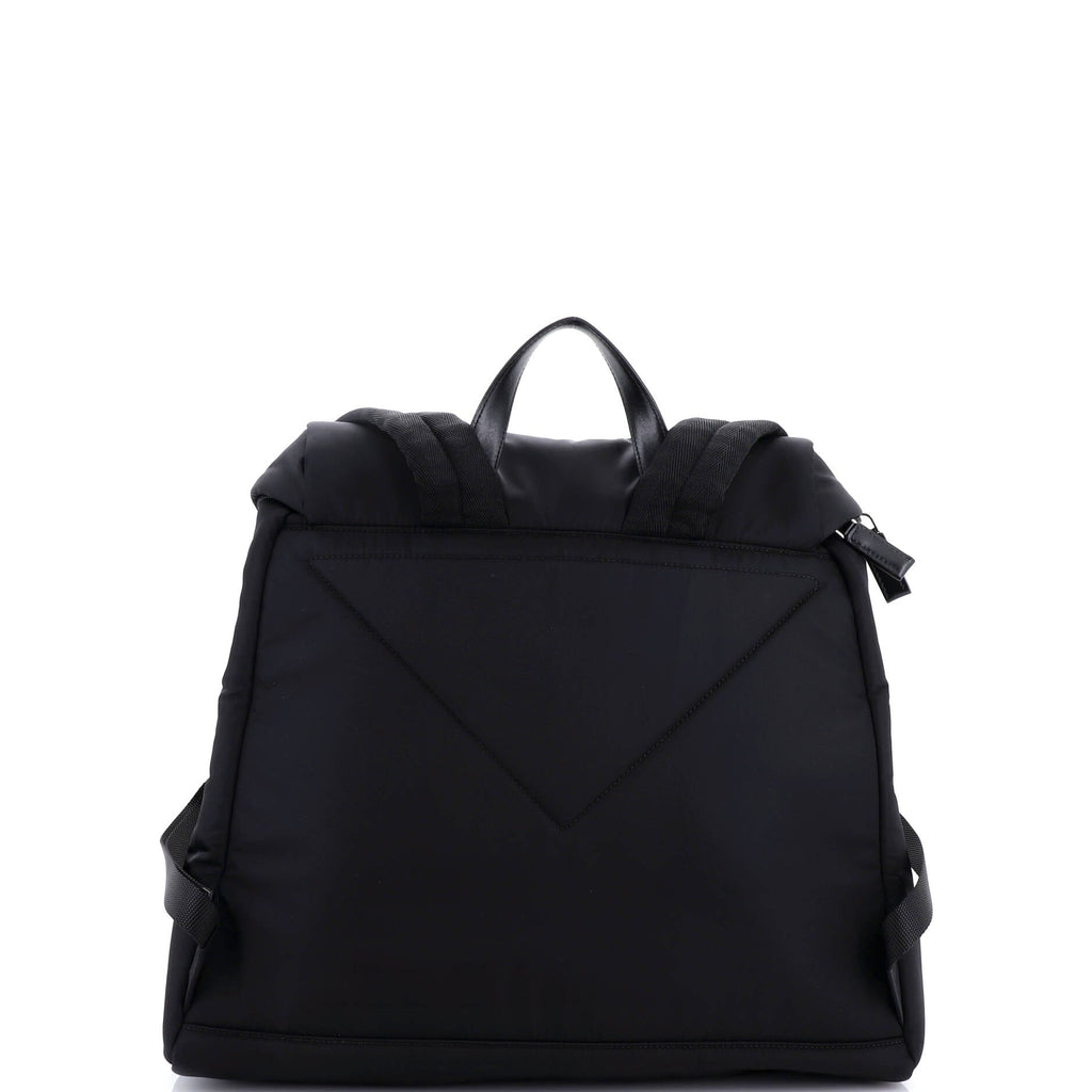 Zipped Triangle Flap Backpack Re-Nylon and Leather