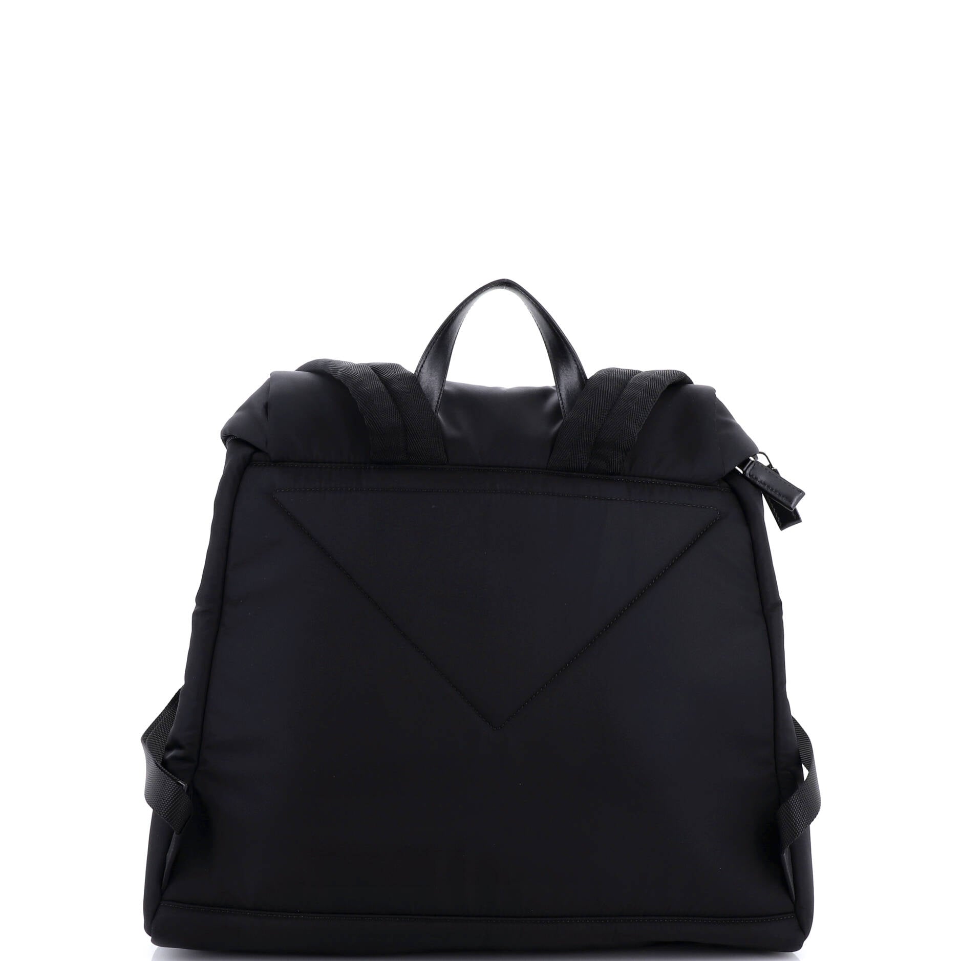 Zipped Triangle Flap Backpack Re-Nylon and Leather