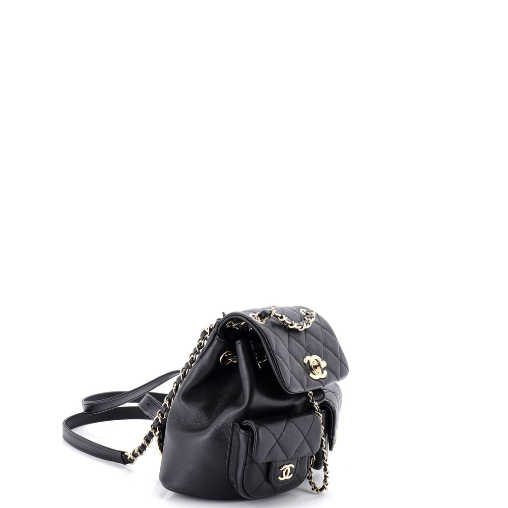 Duma Pockets Drawstring Backpack Quilted Calfskin Small