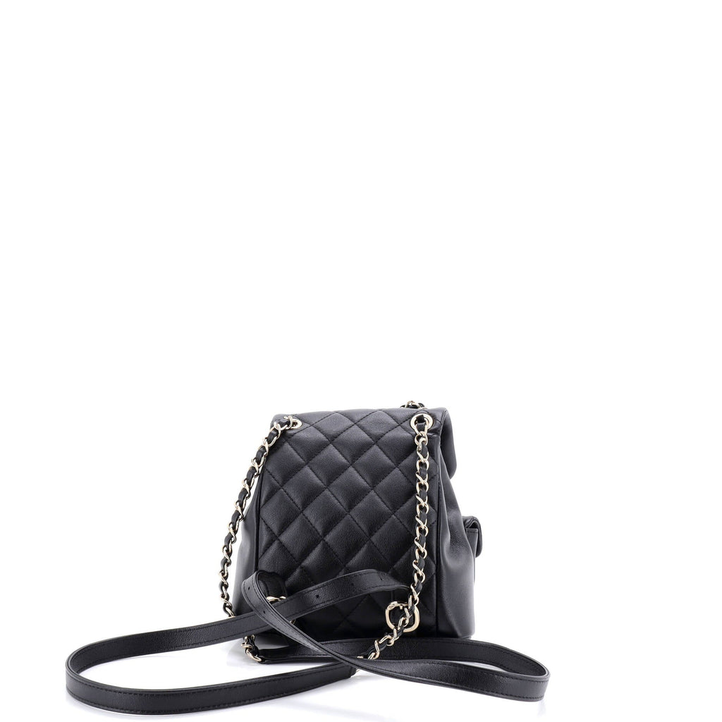 Duma Pockets Drawstring Backpack Quilted Calfskin Small