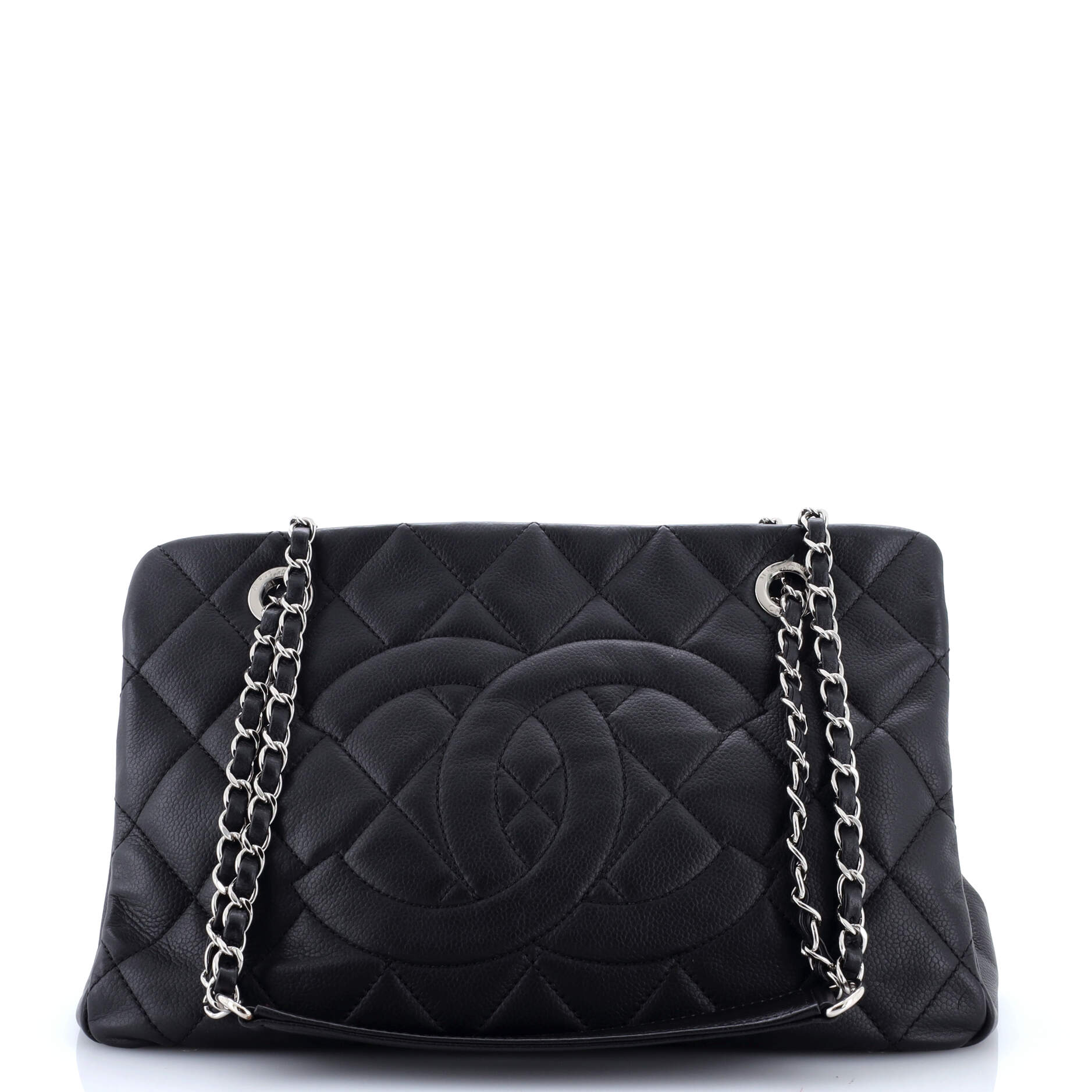 Timeless CC Shopping Tote Quilted Caviar Medium