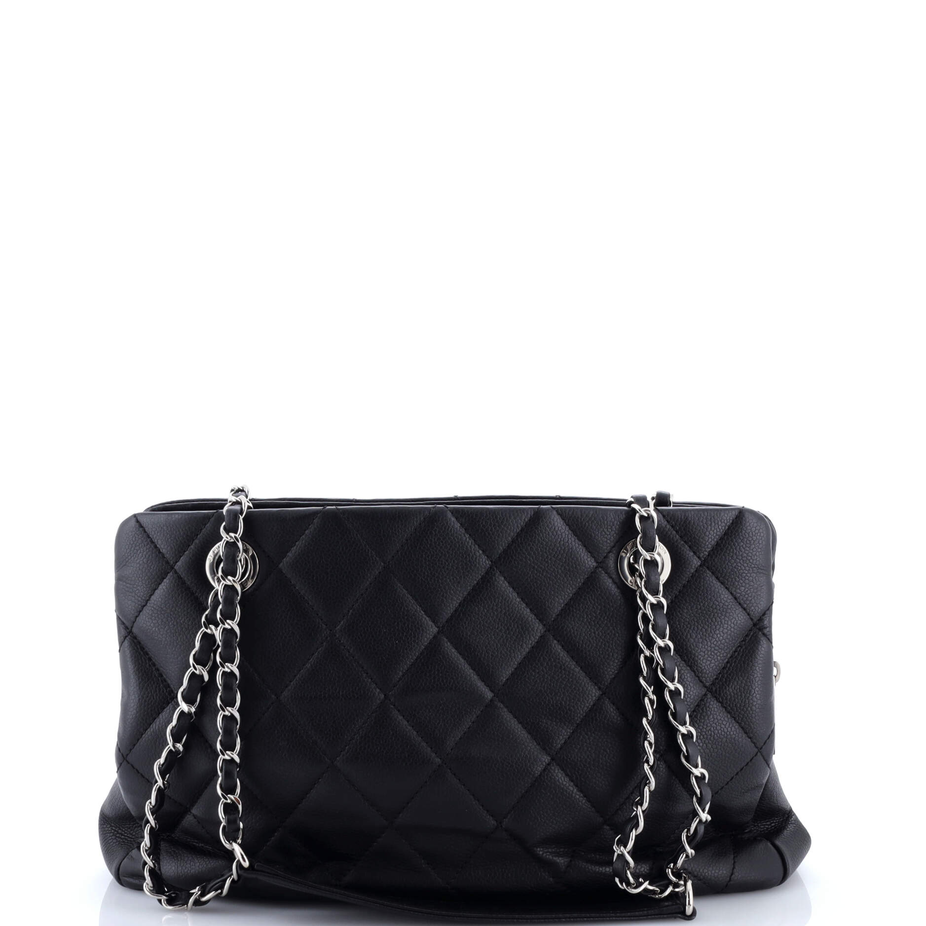 Timeless CC Shopping Tote Quilted Caviar Medium