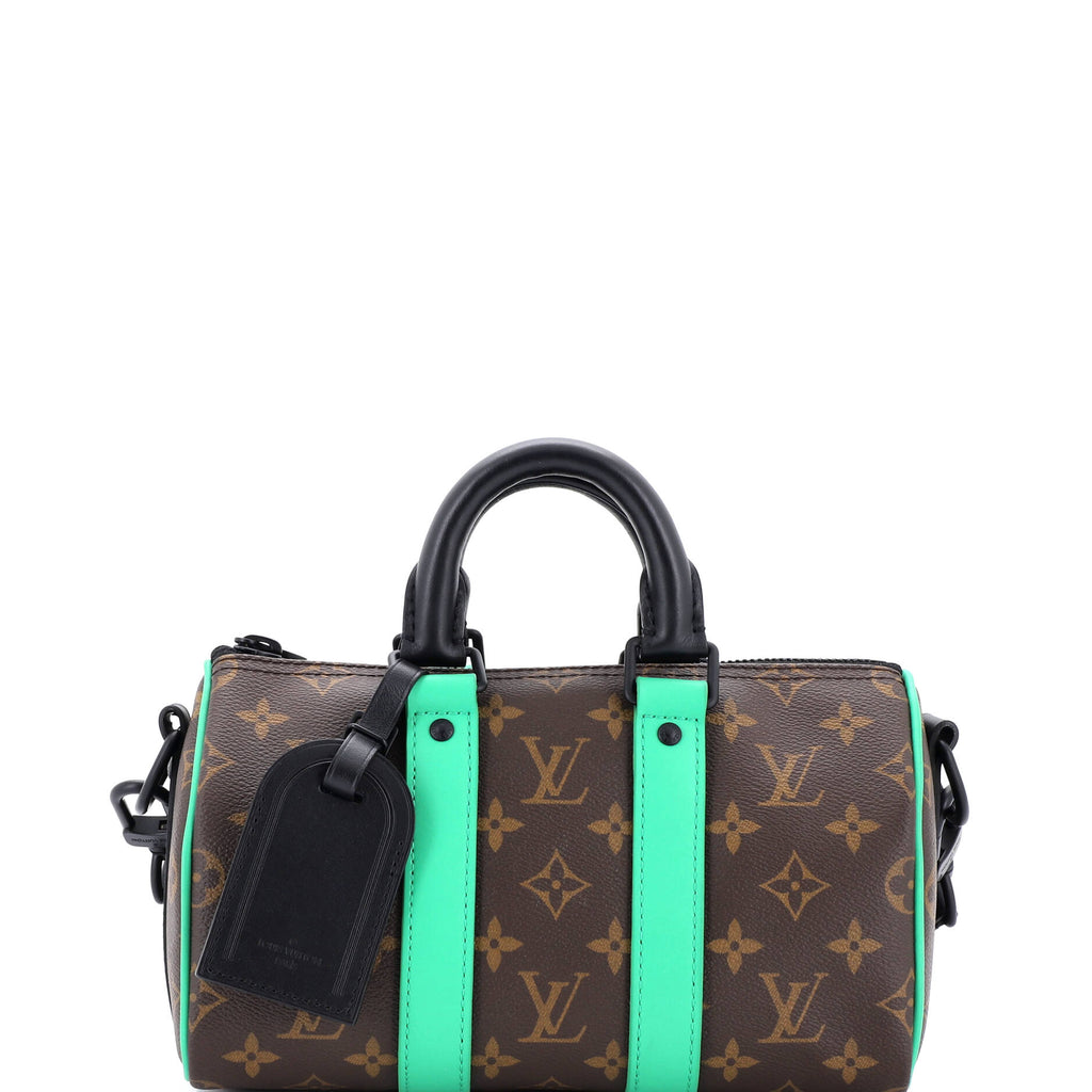 Keepall Bandouliere Bag Macassar Monogram Canvas with Leather 25