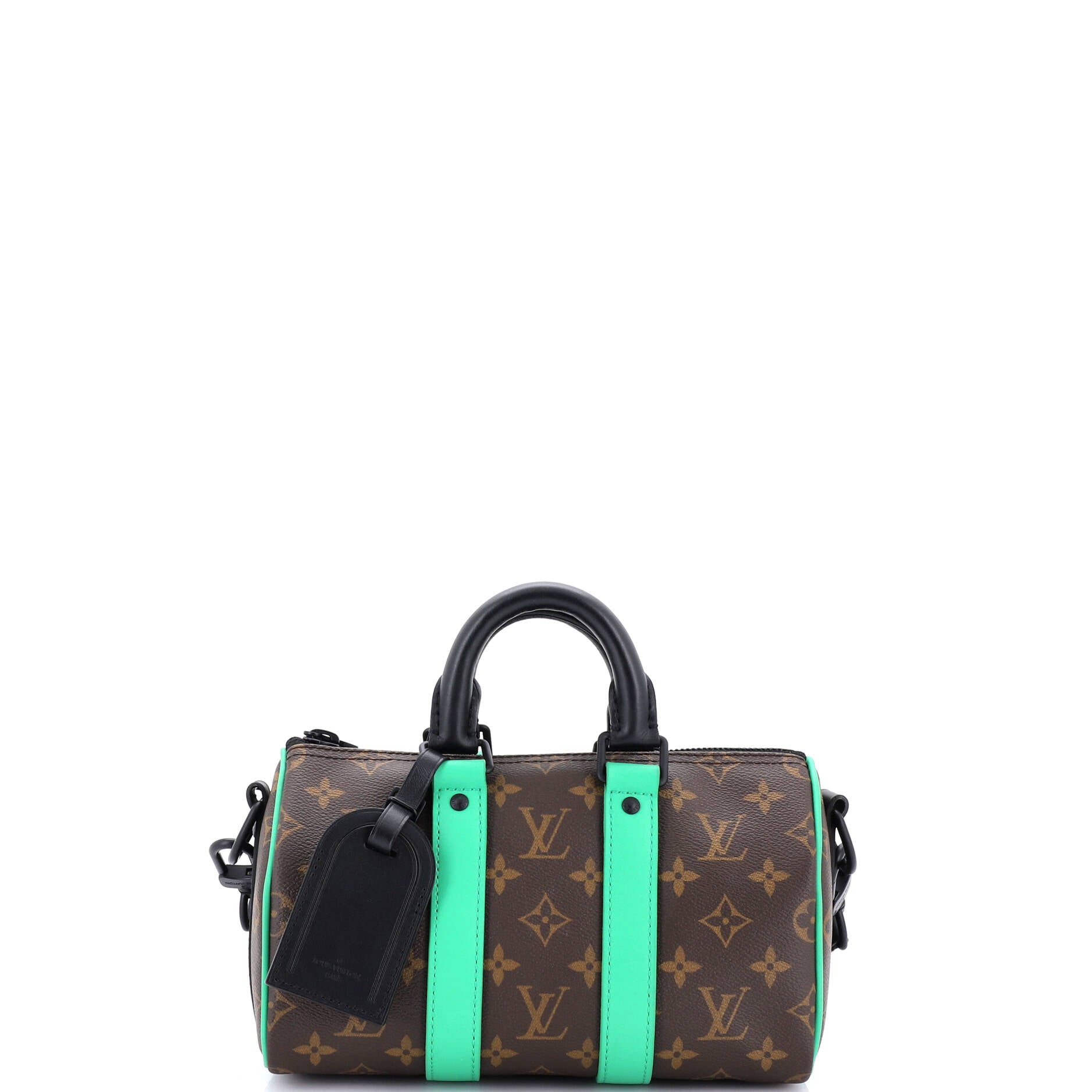 Keepall Bandouliere Bag Macassar Monogram Canvas with Leather 25