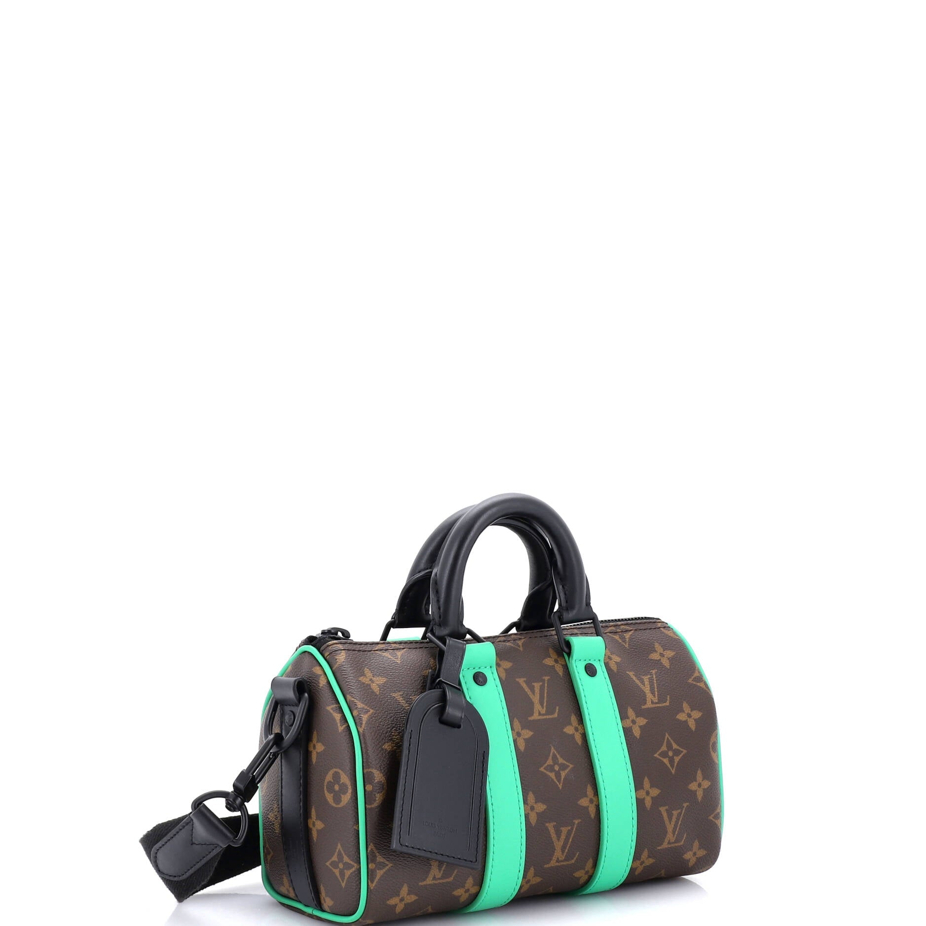 Keepall Bandouliere Bag Macassar Monogram Canvas with Leather 25