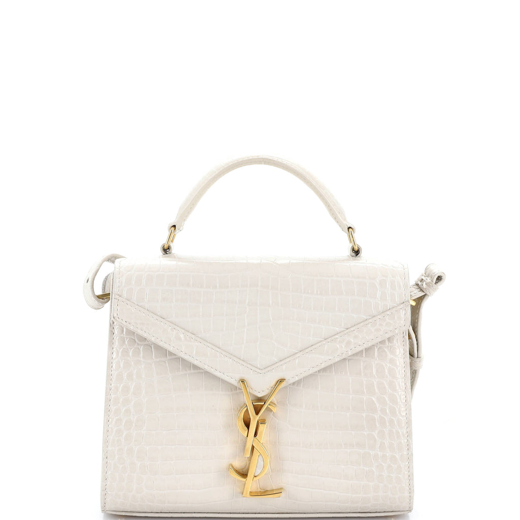 Cassandra Top Handle Bag Crocodile Embossed Leather Mini