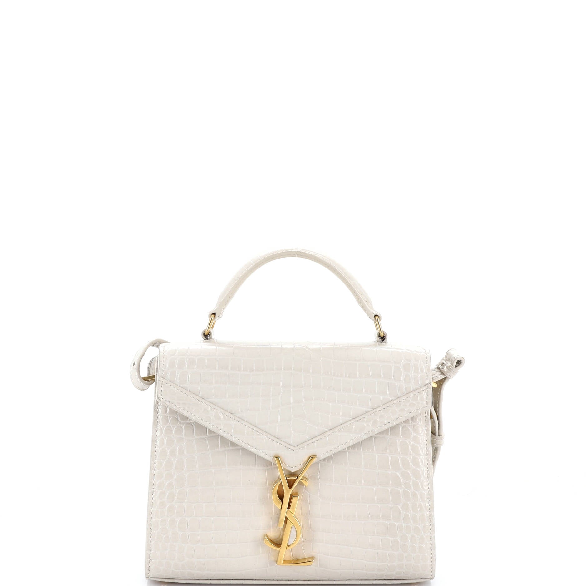 Cassandra Top Handle Bag Crocodile Embossed Leather Mini