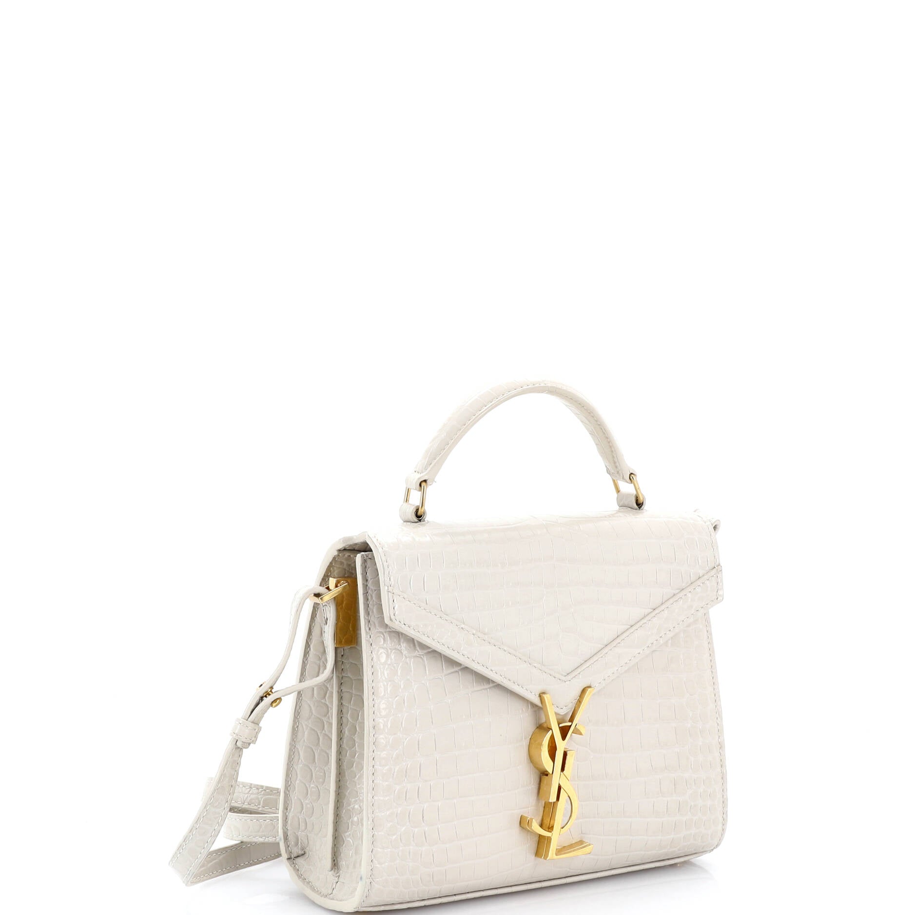 Cassandra Top Handle Bag Crocodile Embossed Leather Mini