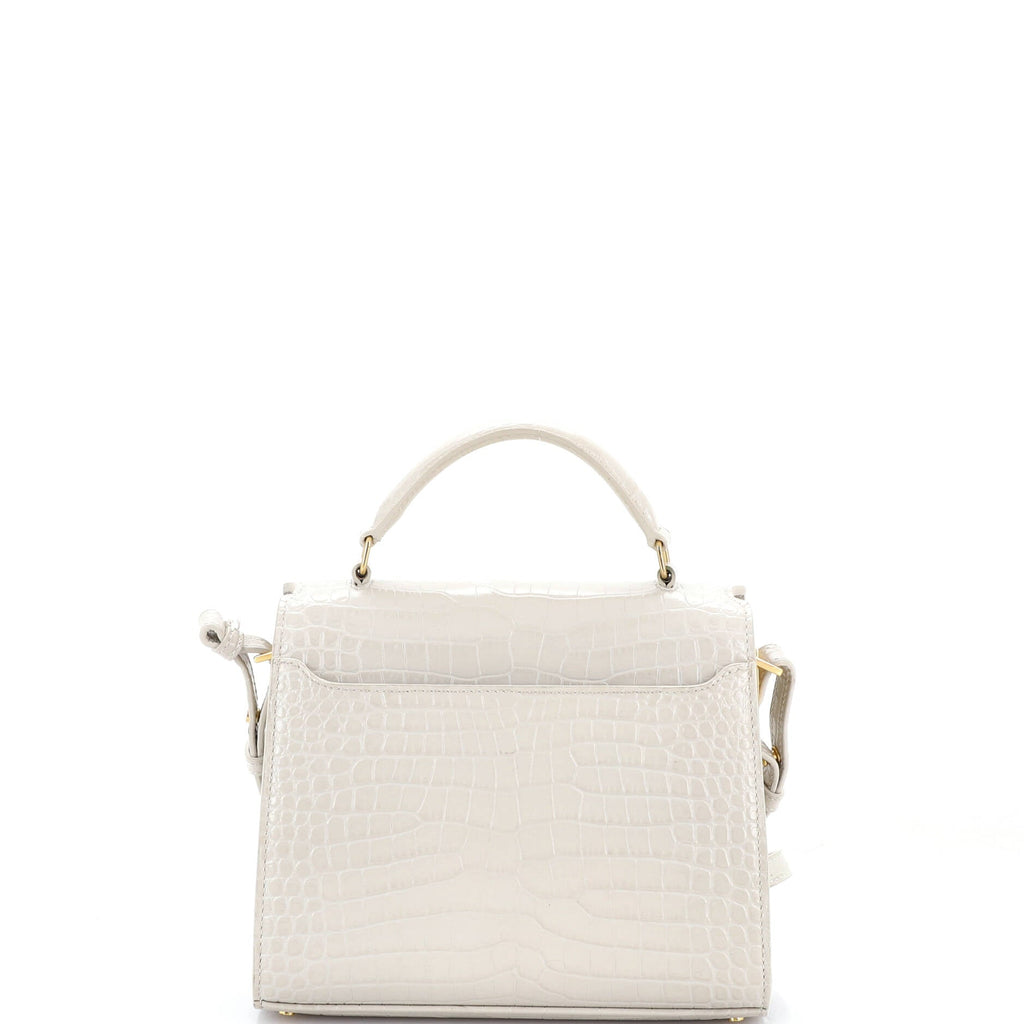 Cassandra Top Handle Bag Crocodile Embossed Leather Mini