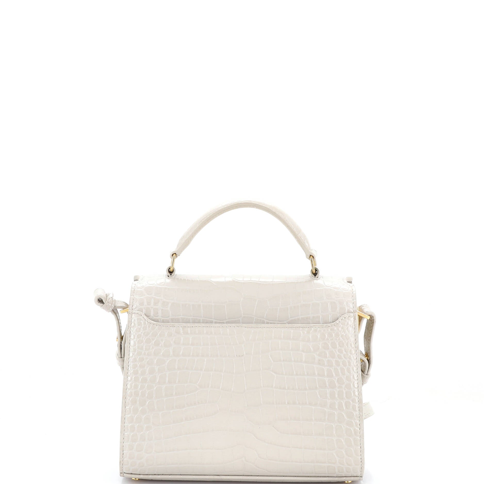 Cassandra Top Handle Bag Crocodile Embossed Leather Mini