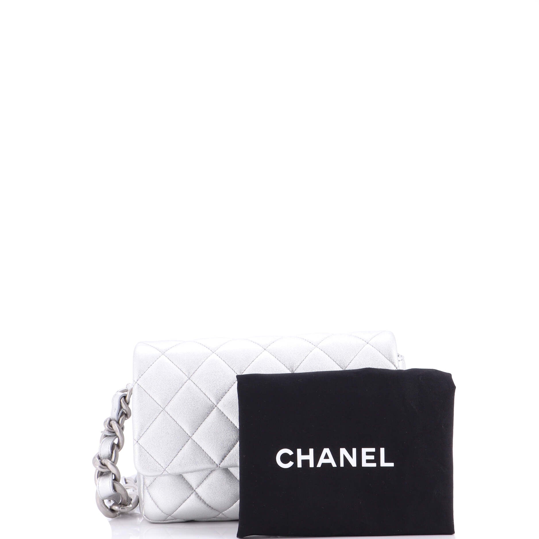 Lacquered CC Flap Bag Quilted Metallic Lambskin Small