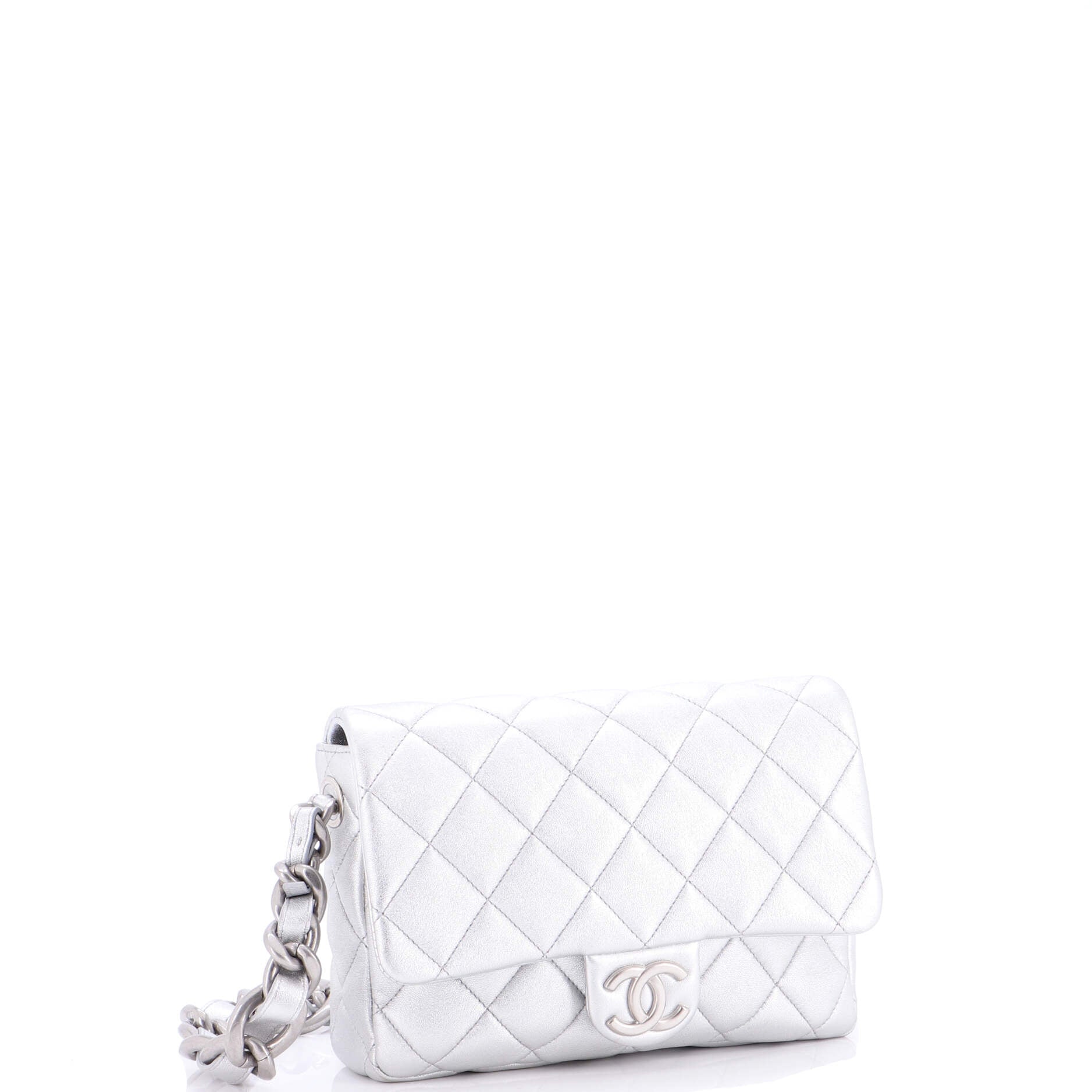 Lacquered CC Flap Bag Quilted Metallic Lambskin Small