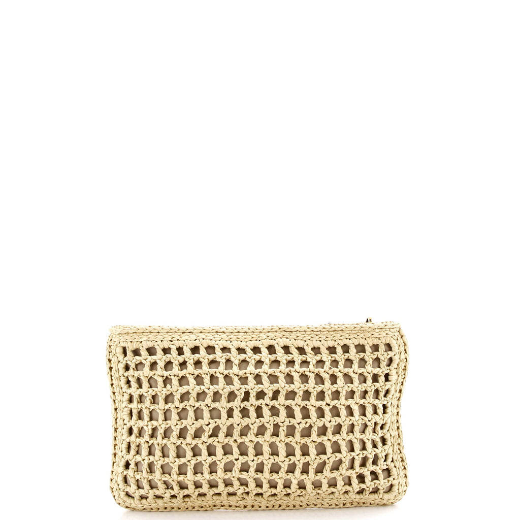 Triangle Logo Zip Clutch Raffia