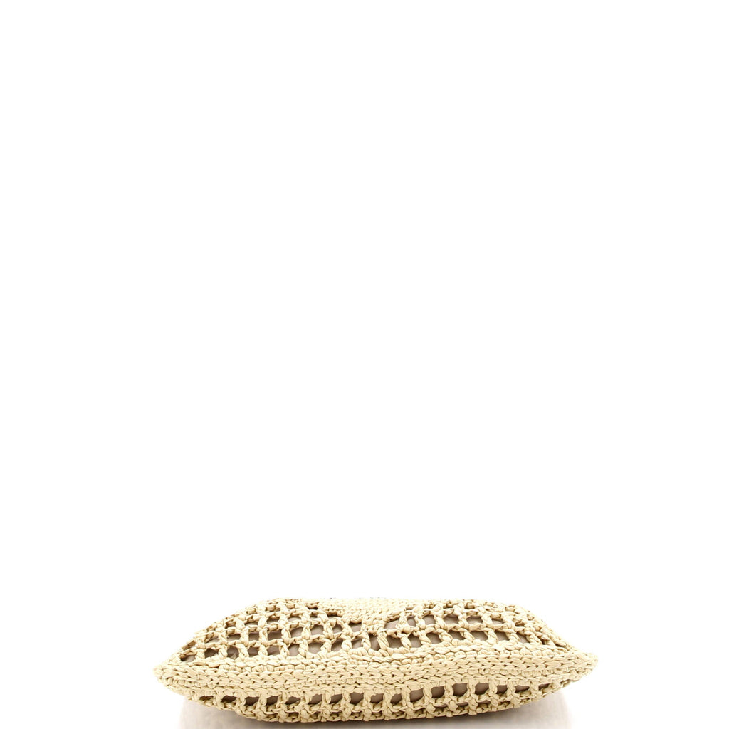 Triangle Logo Zip Clutch Raffia