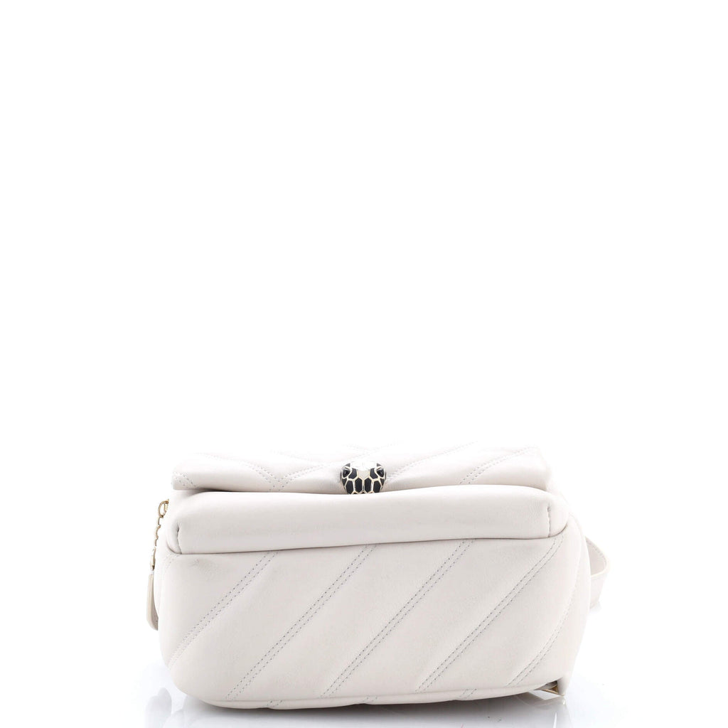 Serpenti Cabochon Backpack Diagonal Quilted Leather Small