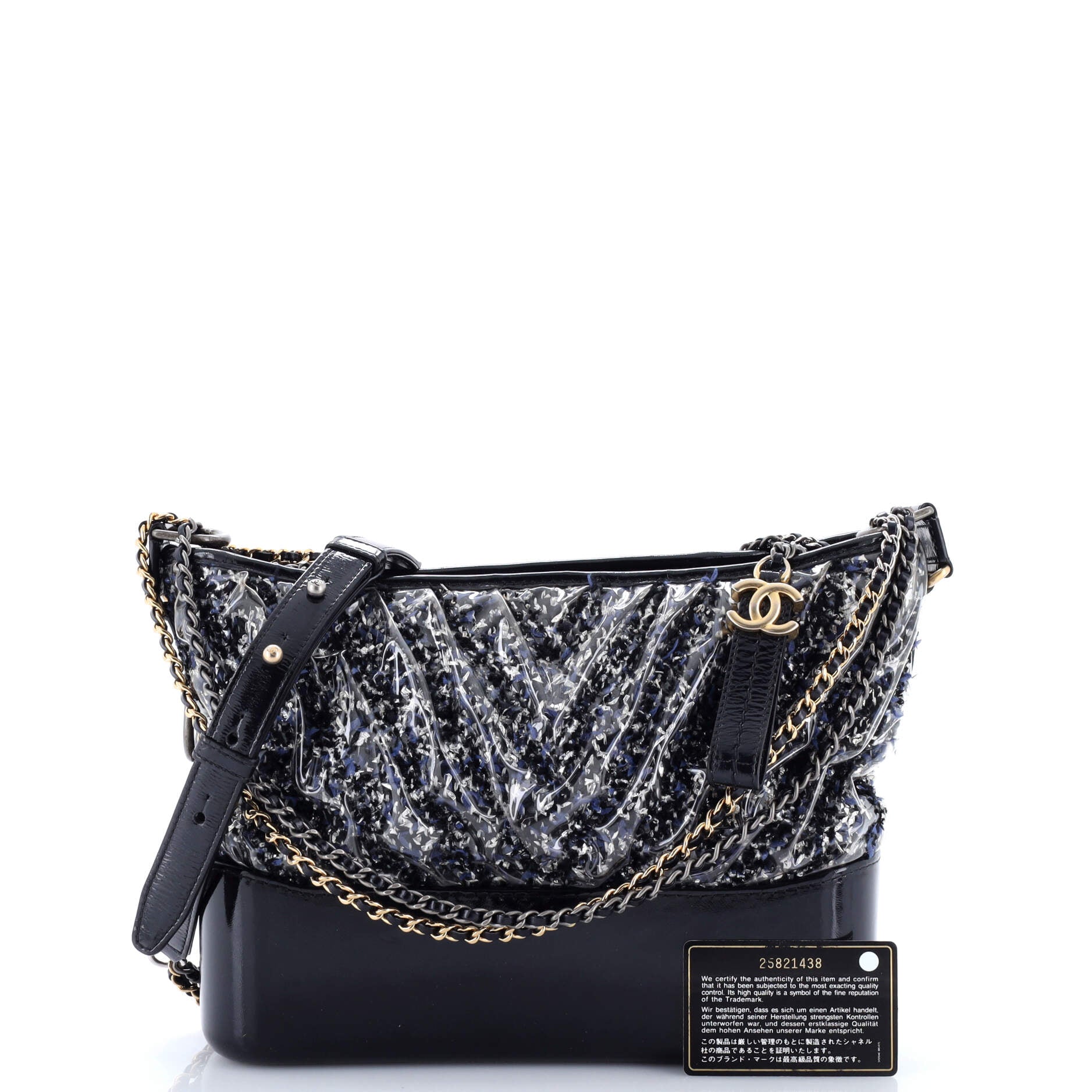 Gabrielle Hobo Chevron PVC Over Tweed Medium