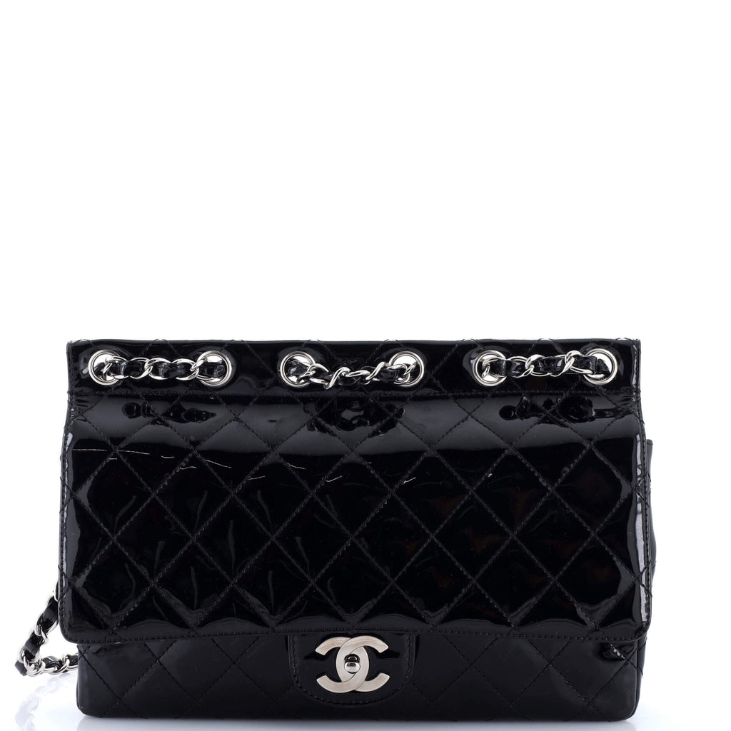 Chain Through Flap Bag Quilted Patent Jumbo