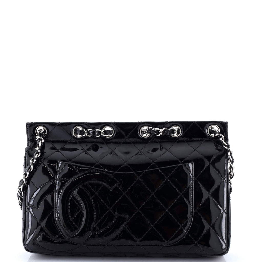 Chain Through Flap Bag Quilted Patent Jumbo