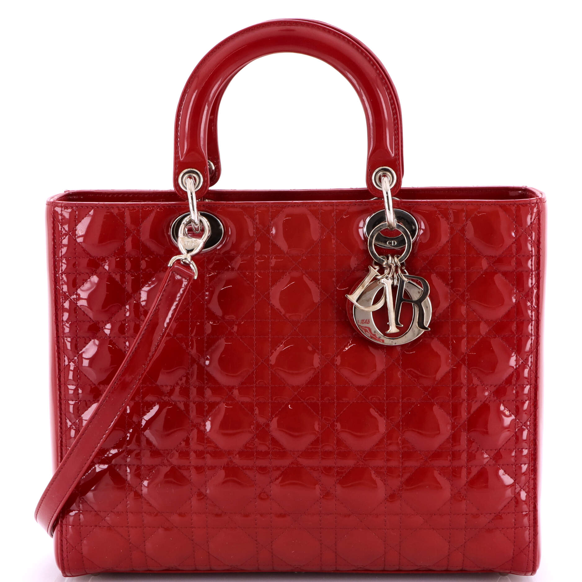 Lady Dior Bag Cannage Quilt Patent Large