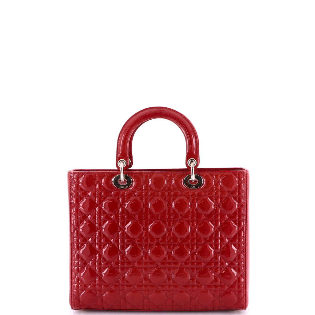 Lady Dior Bag Cannage Quilt Patent Large