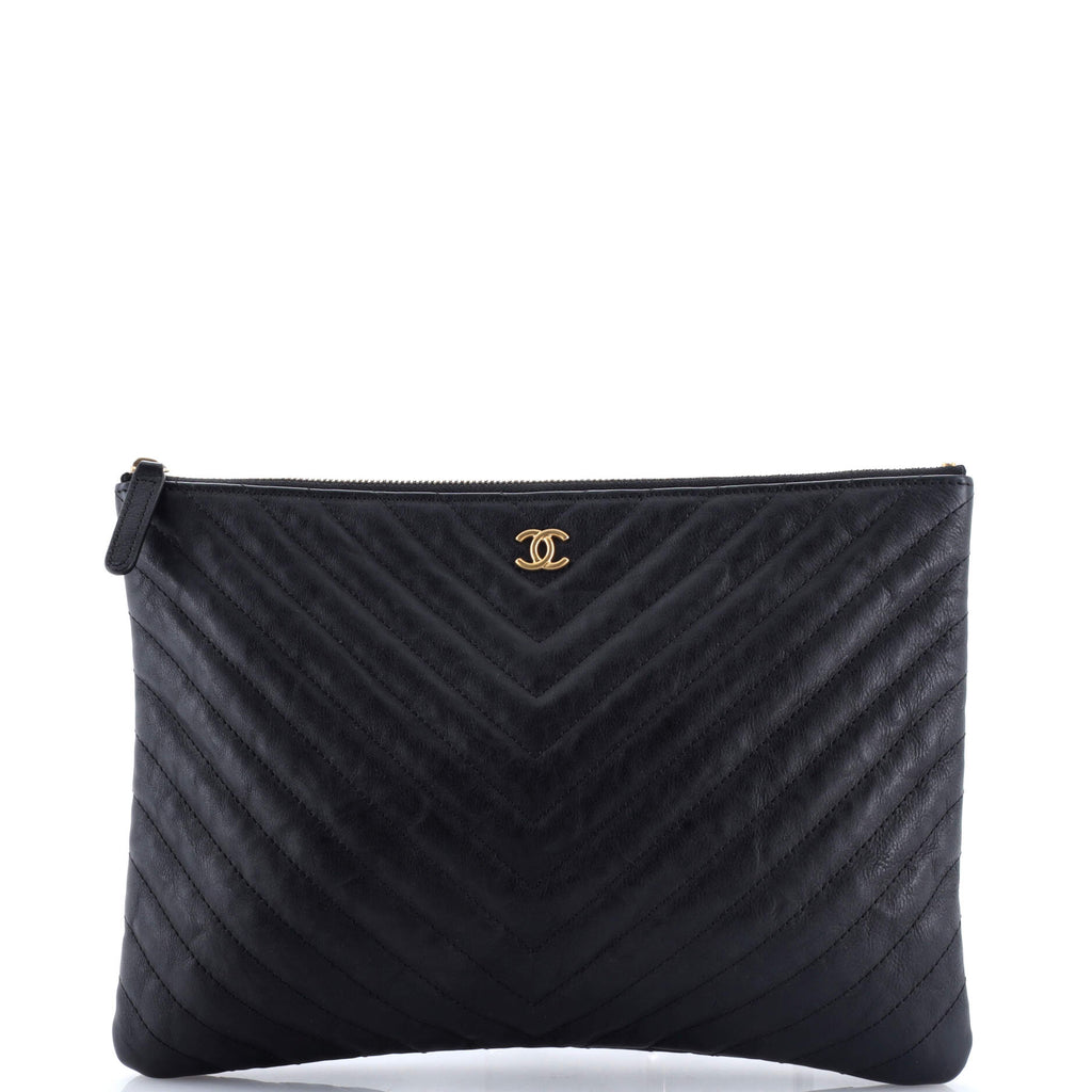 O Case Clutch Chevron Aged Calfskin Medium