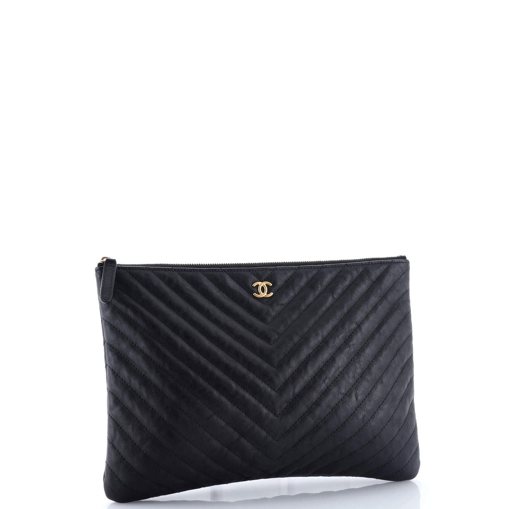 O Case Clutch Chevron Aged Calfskin Medium