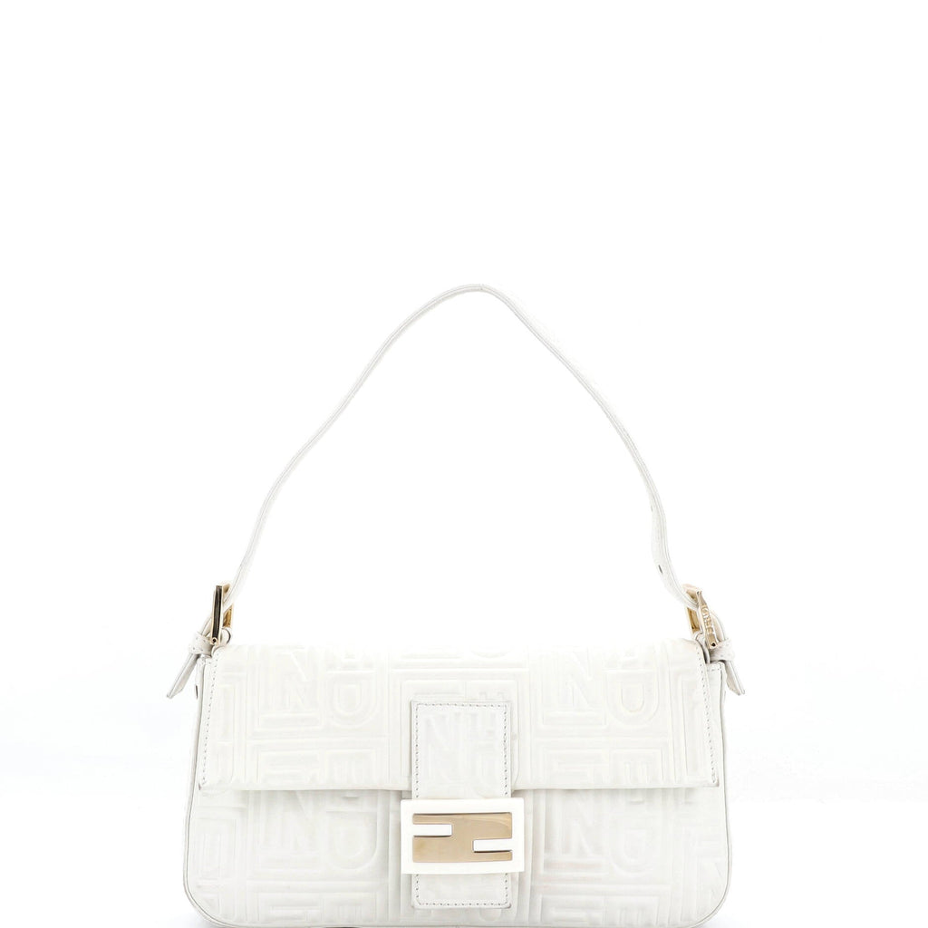 Baguette Bag Logo Embossed Leather Small