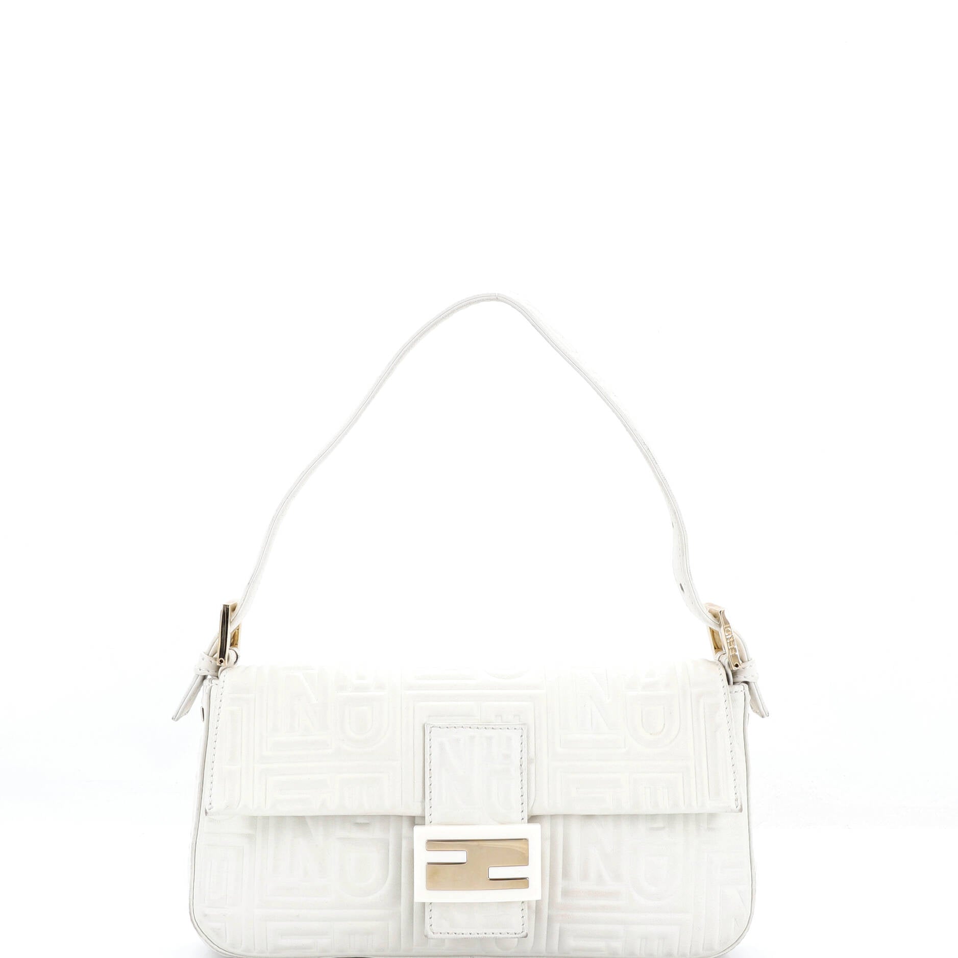 Baguette Bag Logo Embossed Leather Small