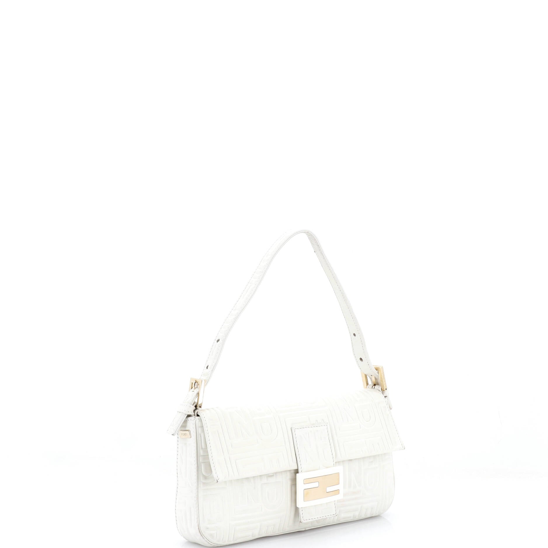 Baguette Bag Logo Embossed Leather Small