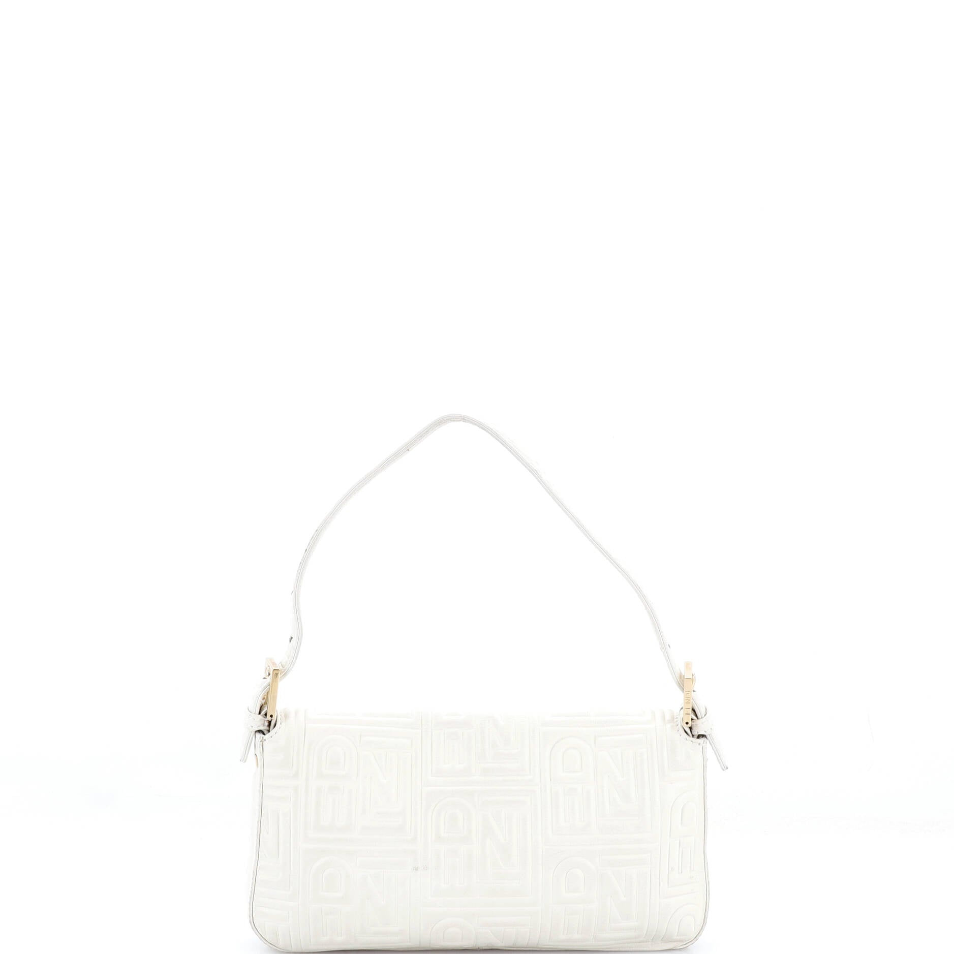 Baguette Bag Logo Embossed Leather Small