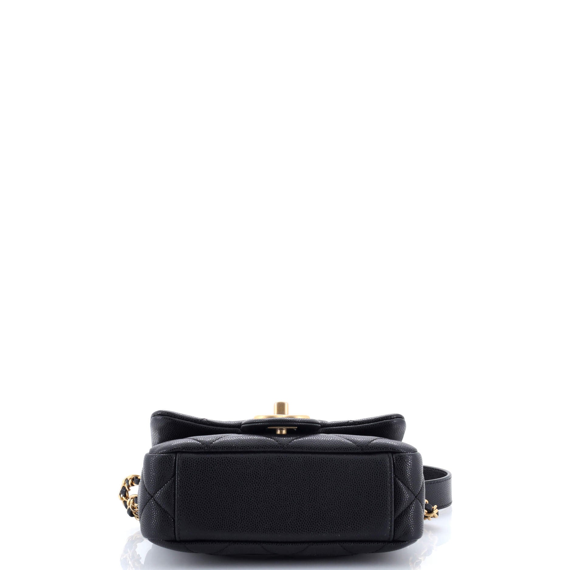 Twist Your Buttons Flap Bag Quilted Caviar Mini