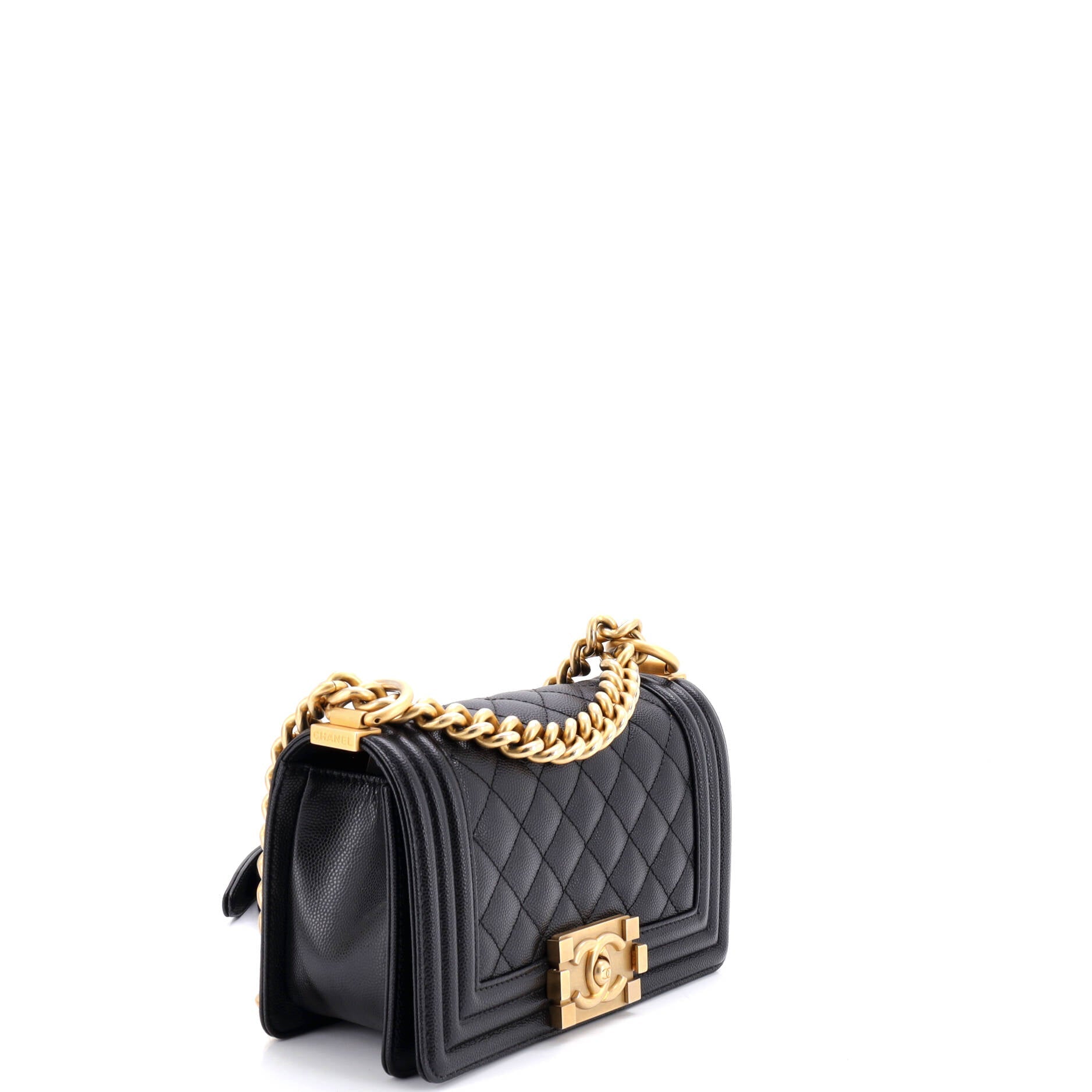Boy Flap Bag Quilted Caviar Small