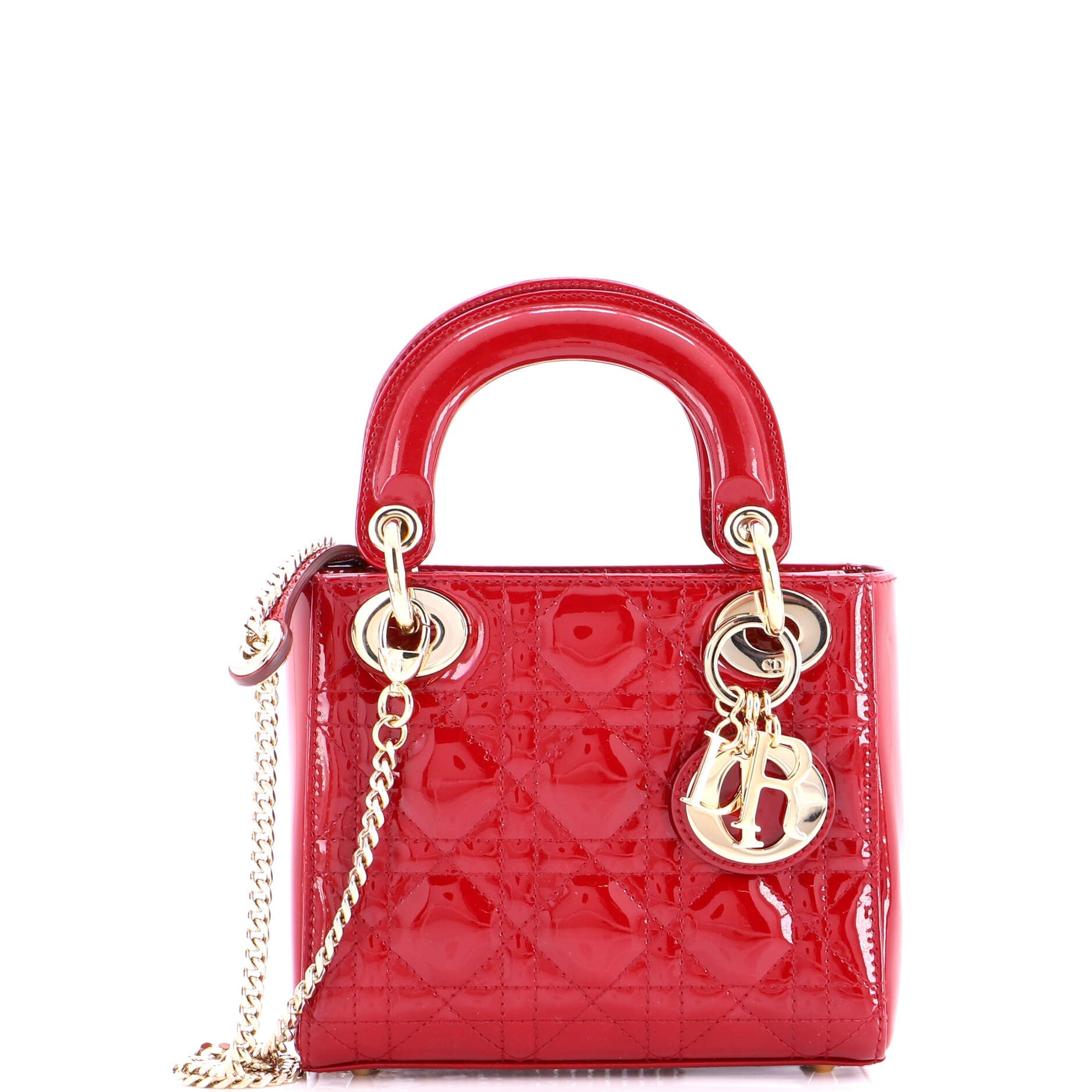 Lady Dior Chain Bag Cannage Quilt Patent Mini