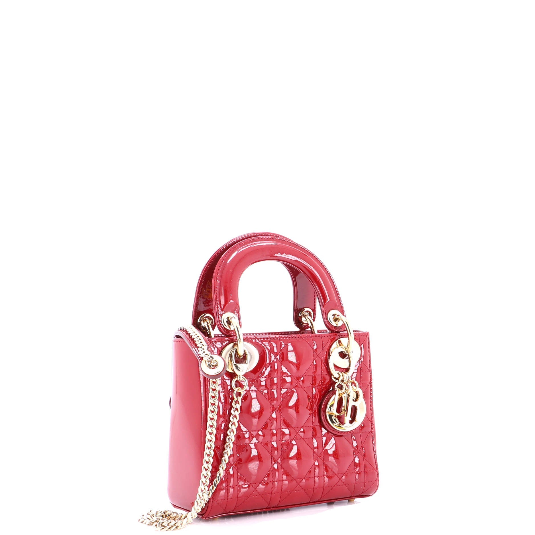 Lady Dior Chain Bag Cannage Quilt Patent Mini