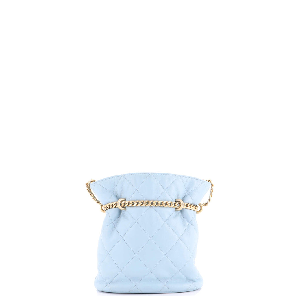 Pending CC Drawstring Bucket Bag Quilted Lambskin Small