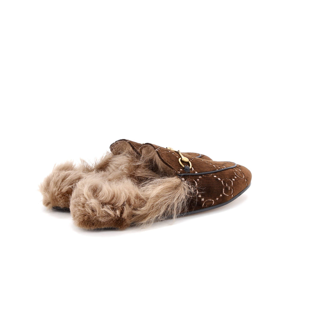 Women's Princetown Mules GG Velvet and Fur