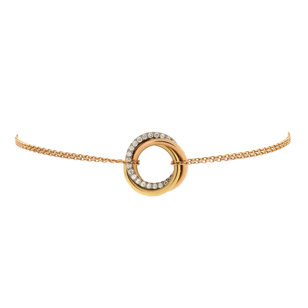 Trinity Chain Bracelet 18K Tricolor Gold and Diamonds