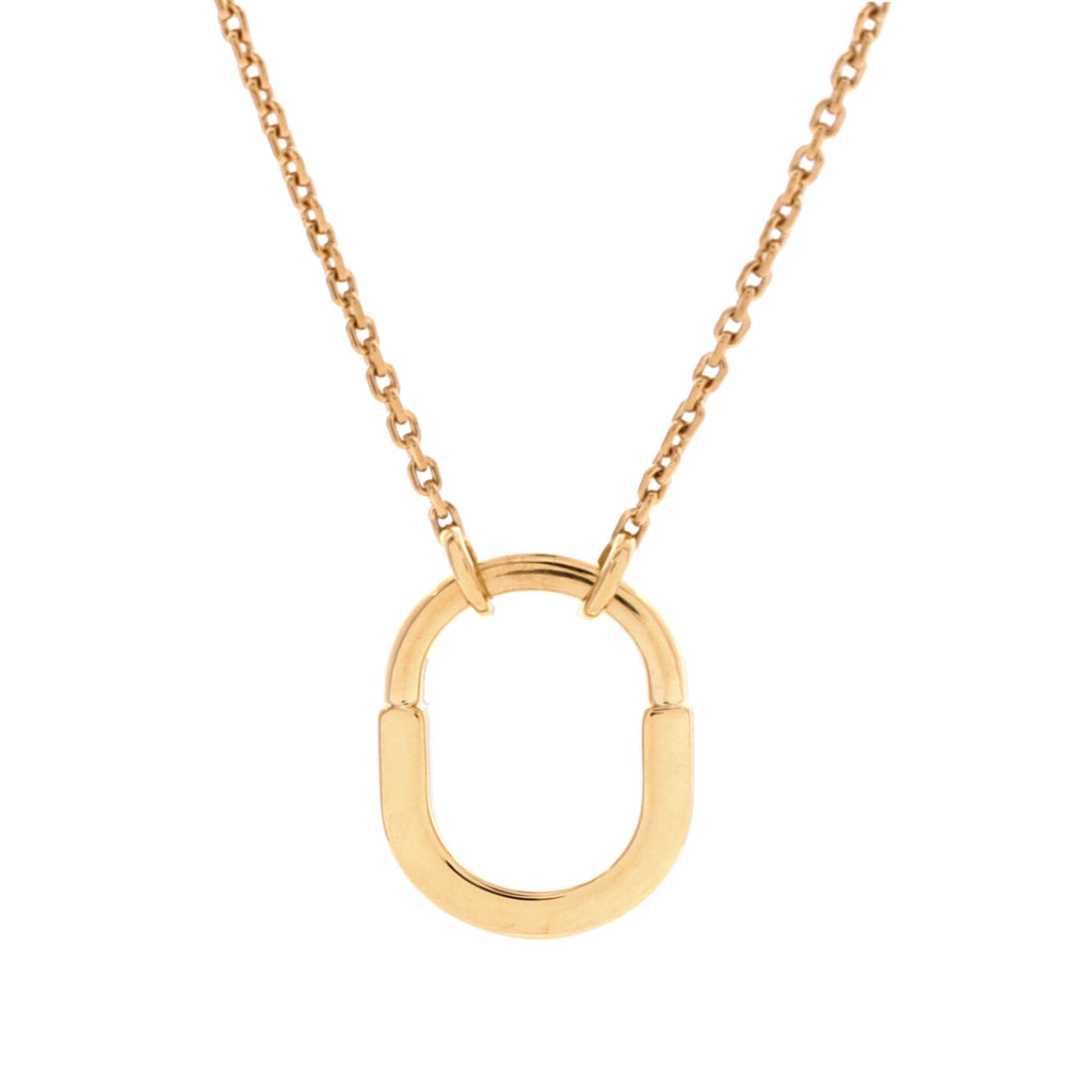Lock Motif Pendant Necklace 18K Yellow Gold Small