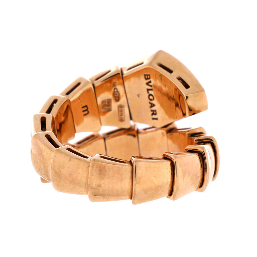 Serpenti Viper One-Coil Ring 18K Rose Gold with Diamonds Wide
